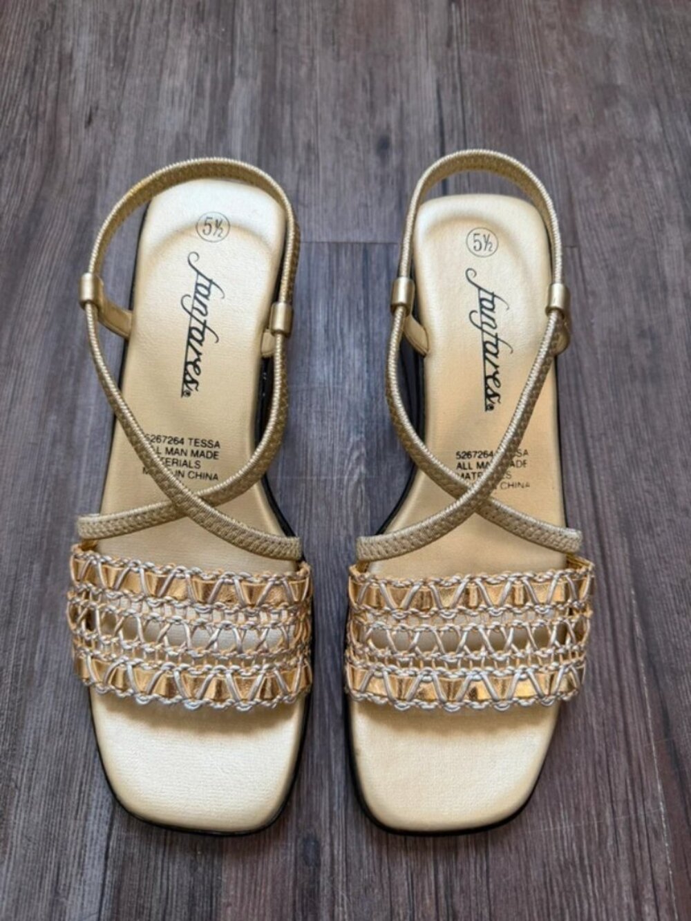 Gold wedge sandals